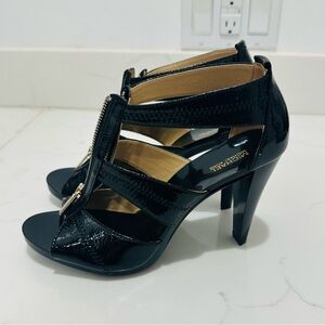 Michael Kors Glossy Black Zipper Heels